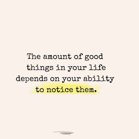 The amount of good things in your life depends on your ability to notice them.