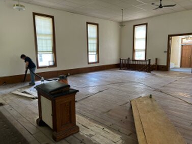 A bit of cleaning after the carpet was removed