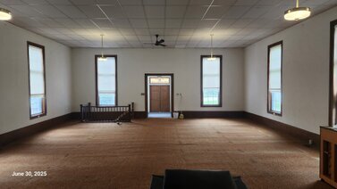 June 30, 2025<br />All the old pews are out.<br />Next step is removing the old carpet.