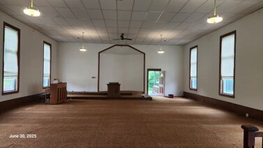 June 30, 2025<br />All the old pews are out.<br />Next step is removing the old carpet.