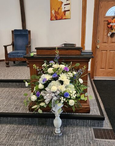 These Flowers were in front of the Pulpet during our Rededication Service